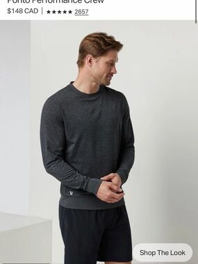 Vuori Charcoal Grey Long Sleeve Performance Crew